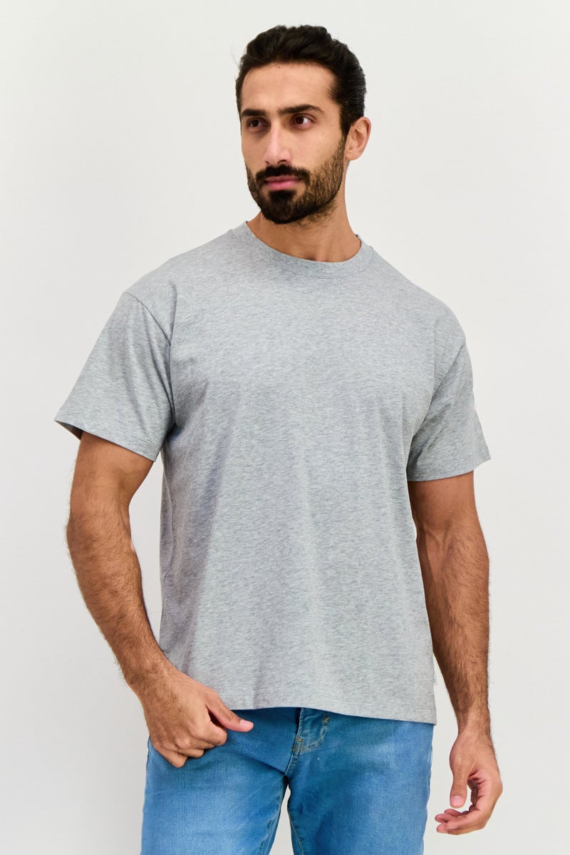 ESPRIT Men Round Neck Short Sleeves Heather T-Shirt, Grey - Image 1
