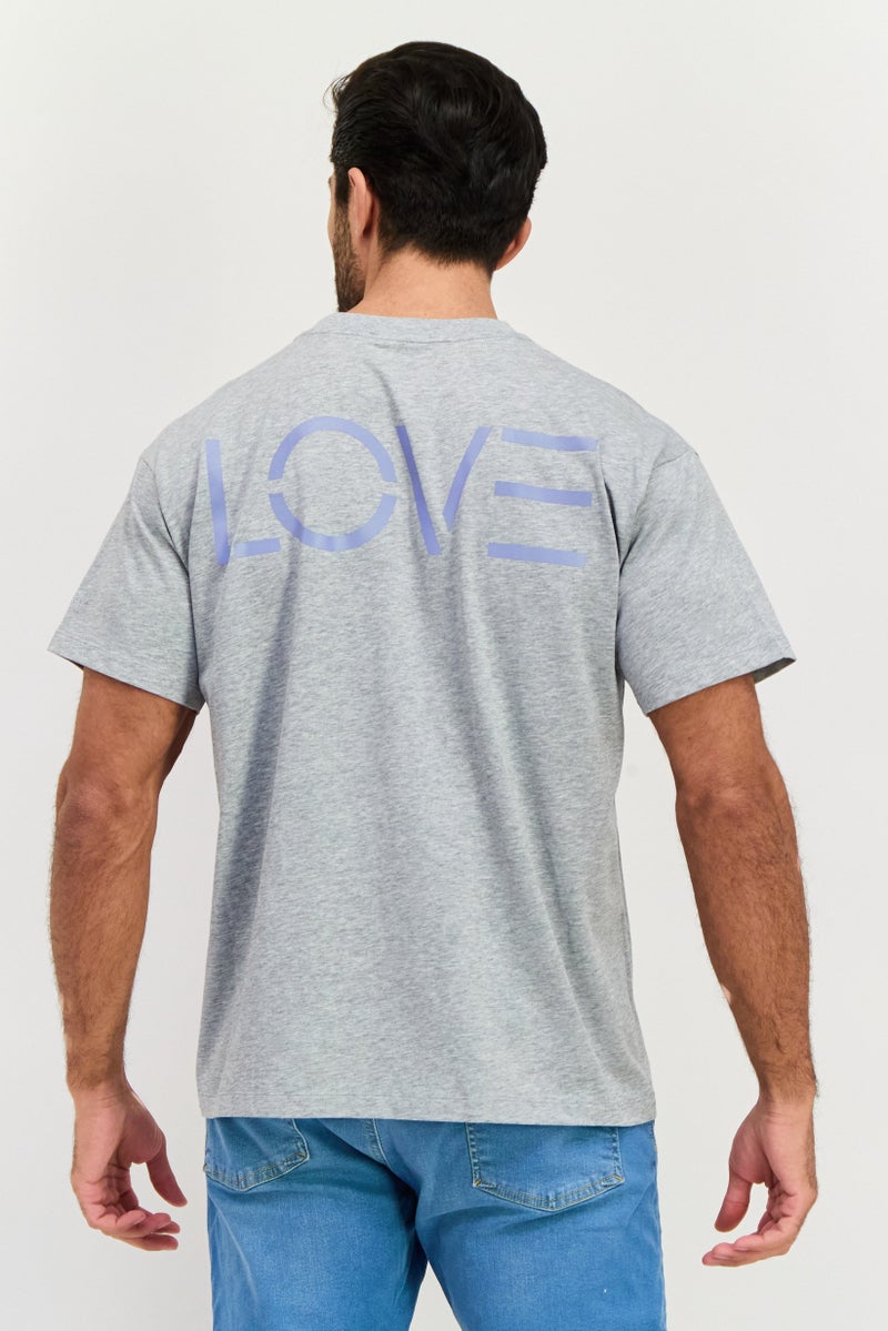 ESPRIT Men Round Neck Short Sleeves Heather T-Shirt, Grey - Image 4