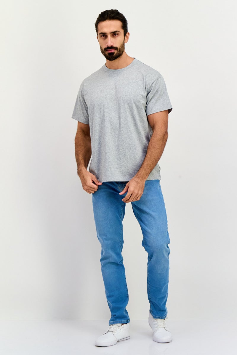 ESPRIT Men Round Neck Short Sleeves Heather T-Shirt, Grey - Image 2