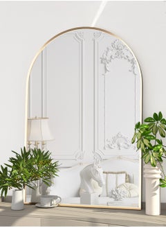 Generic Wall Mounted Mirror, Arched Wall Mirror for Bathroom, 60x90cm Arch Bathroom Mirror with Metal Frame, Gold Vanity Mirror Decor for Mantle  - Image 4