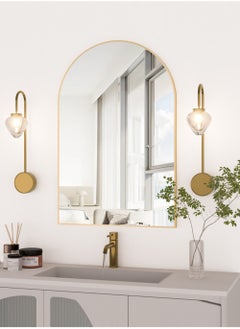 Generic Wall Mounted Mirror, Arched Wall Mirror for Bathroom, 60x90cm Arch Bathroom Mirror with Metal Frame, Gold Vanity Mirror Decor for Mantle  - Image 3