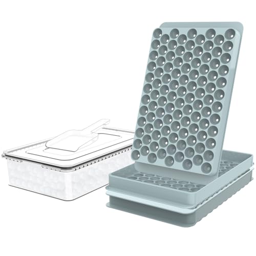 WIBIMEN Mini Ice Cube Trays, Small Tiny Round Pebble Crushed Nugget Ice Trays for Freezer with Lid - Chilling Drinks Coffee Juice(2 Pack/0.55In - Blue) - Image 1