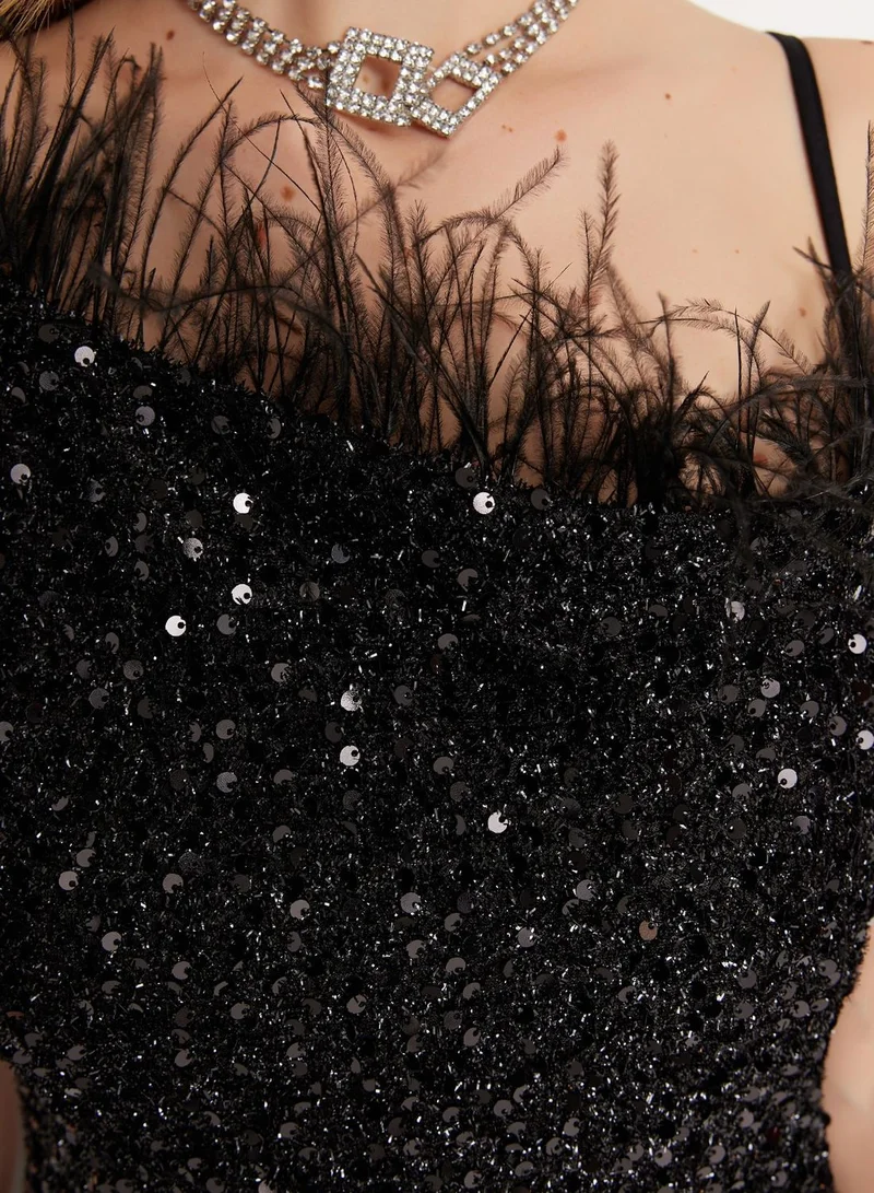 trendyol Fringe Detail Sequin Dress