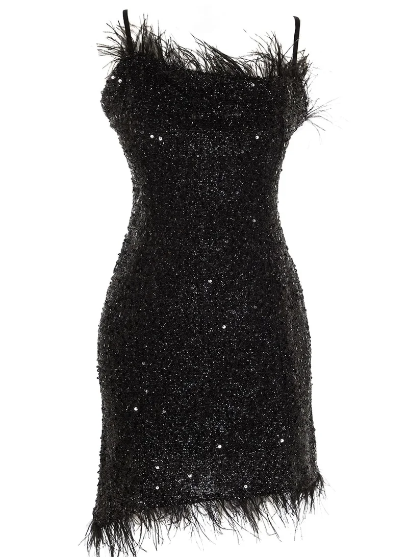 trendyol Fringe Detail Sequin Dress