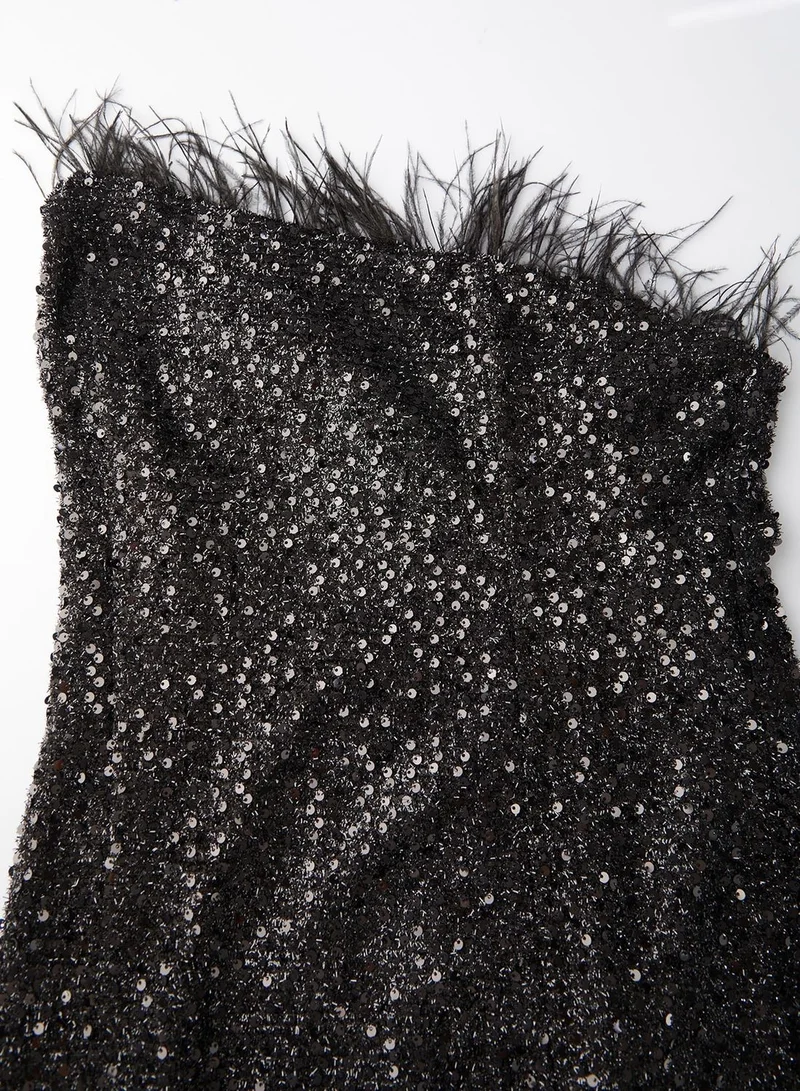 trendyol Fringe Detail Sequin Dress