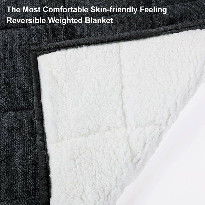 Alomidds Weighted Blanket (Queen Size 20lbs 60x80 inches) with Soft Plush Fleece, Throw Blanket with Cozy Warm Sherpa,Ultra Fuzzy Heavy Blanket Microfiberfor for Sofa Bed, Dark Grey - Image 3