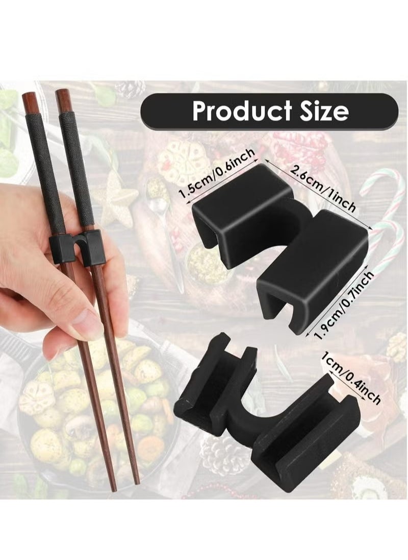 Generic - 5 Pieces Reusable Chopsticks Helpers Training Chopstick Hinges Connector Practice Chinese Chopstick Helper for Adults, Kids, Beginner, Trainers (Black) - Image 1