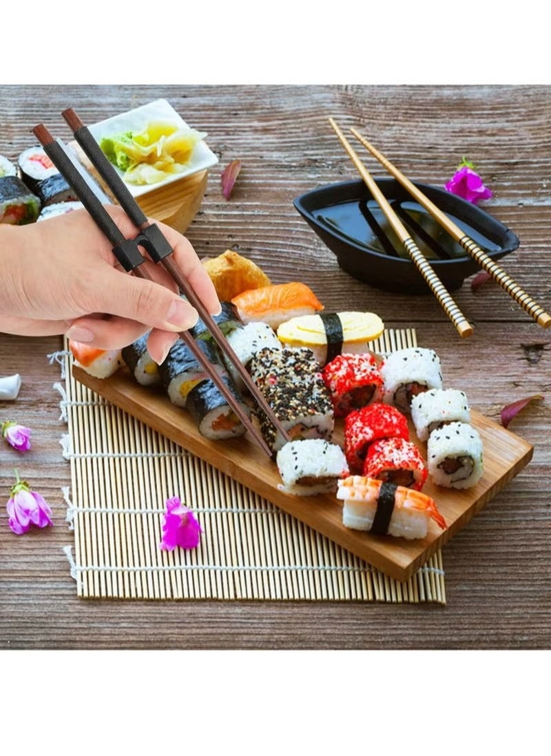 Generic - 5 Pieces Reusable Chopsticks Helpers Training Chopstick Hinges Connector Practice Chinese Chopstick Helper for Adults, Kids, Beginner, Trainers (Black) - Image 1