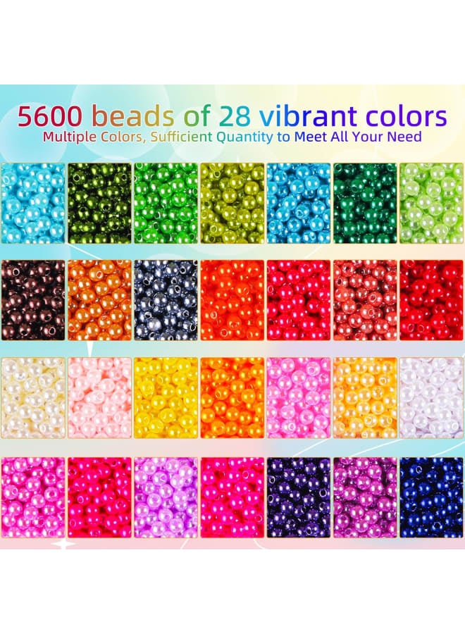 4200PCS Pearl Beads for Jewelry Making 28 Colorful 4mm Round Pearl Beads for Bracelets Making Kit Small Pearl Filler Beads for DIY Craft Necklace Earrings - Image 2