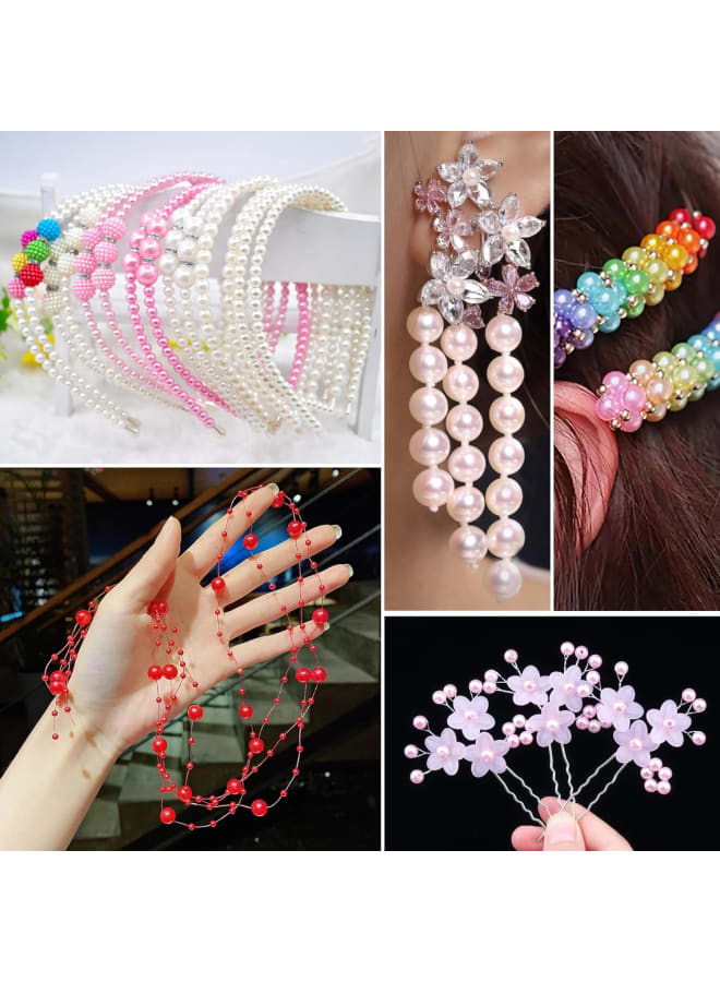 4200PCS Pearl Beads for Jewelry Making 28 Colorful 4mm Round Pearl Beads for Bracelets Making Kit Small Pearl Filler Beads for DIY Craft Necklace Earrings - Image 3