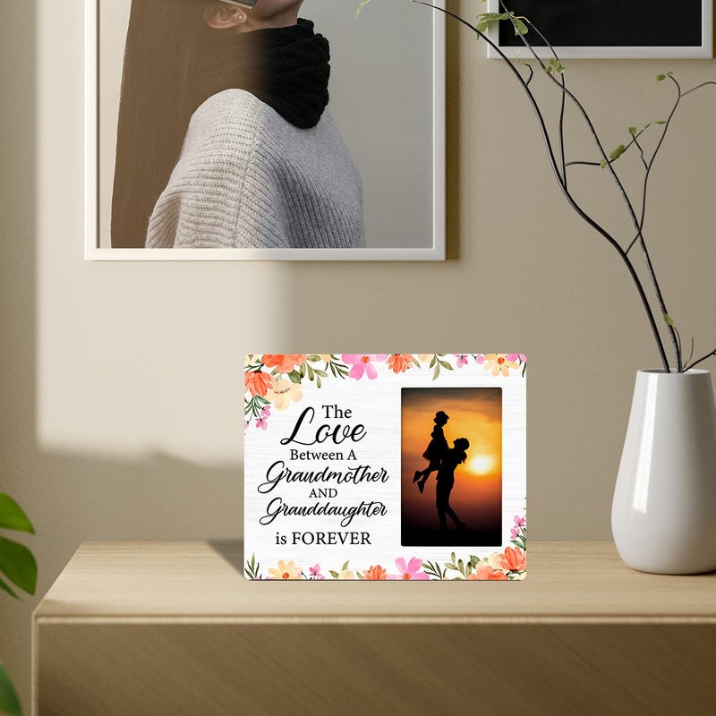 Zauly Grandma Wooden Picture Frame Gift From Granddaughter  Floral Grandmother & Granddaughter Wood Photo Frame Gifts  Tabletop & Wall Mounting  4x6 Inch Photo - Image 3