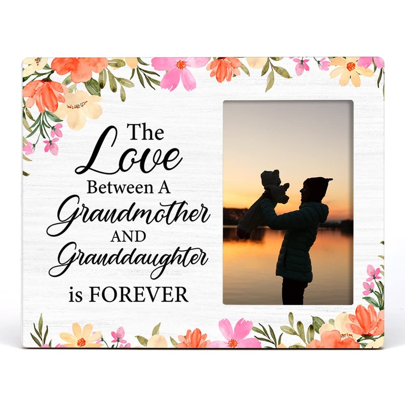 Zauly Grandma Wooden Picture Frame Gift From Granddaughter  Floral Grandmother & Granddaughter Wood Photo Frame Gifts  Tabletop & Wall Mounting  4x6 Inch Photo - Image 2