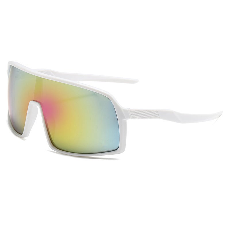 Generic Square Photochromic Sunglasses UnisexWhite Frame Colorful Film White Frame Colorful Film 