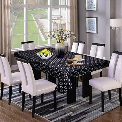 Polka Dots Printed Center Dining Table Cover Without Lace Black Color Rectangular Size Exact Size 40x54 inch  - Image 3
