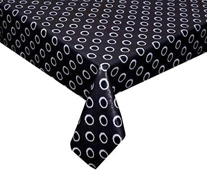 Polka Dots Printed Center Dining Table Cover Without Lace Black Color Rectangular Size Exact Size 40x54 inch  - Image 2