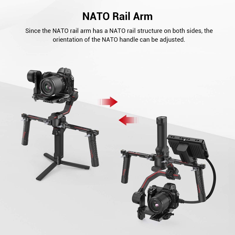 SMALLRIG Dual Handle Handgrip for DJI RS 4 /RS 4 Pro/RS 3 / RS 3 Pro/RS 2 / RSC 2 Gimbal, Gimbal Handle Grip with NATO Rails, Cold Shoe, 1/4"-20 & 3/8"-16 Threaded Holes - Image 4