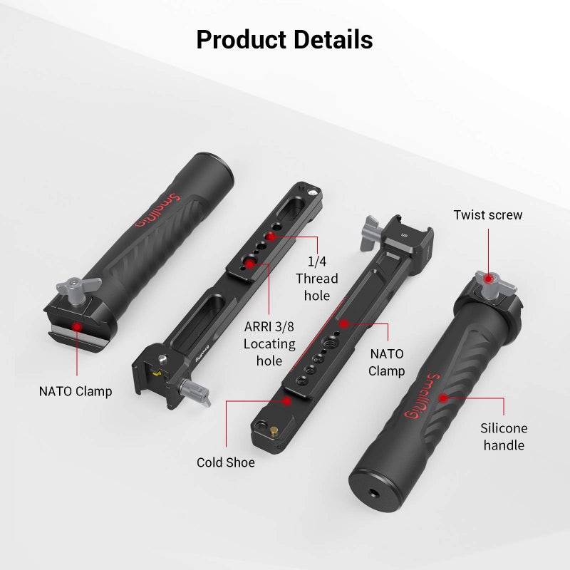 SMALLRIG Dual Handle Handgrip for DJI RS 4 /RS 4 Pro/RS 3 / RS 3 Pro/RS 2 / RSC 2 Gimbal, Gimbal Handle Grip with NATO Rails, Cold Shoe, 1/4"-20 & 3/8"-16 Threaded Holes - Image 5