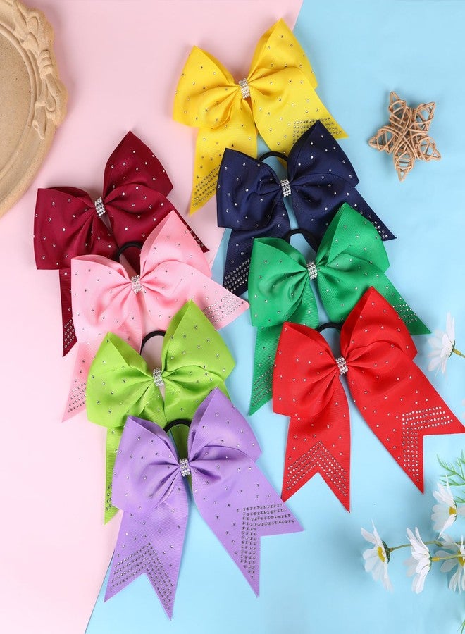 Hipcheer Large Rhinestones Cheer Hair Bows,12 PCS Glitter 7" Cheer Bows Ponytail Holder Girls Hair Bows for Cheerleaders Girls Softball Sports Competition (Maroon) - Image 3