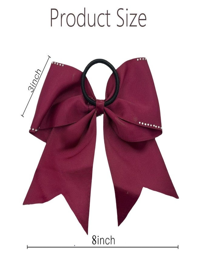 Hipcheer Large Rhinestones Cheer Hair Bows,12 PCS Glitter 7" Cheer Bows Ponytail Holder Girls Hair Bows for Cheerleaders Girls Softball Sports Competition (Maroon) - Image 5