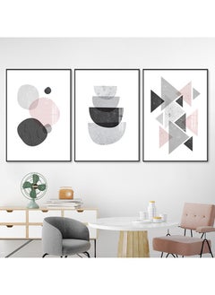 FASHION HOME 3PCS Wall Art Bright Style Minimalist Decor Modern Abstract Canvas Prints Poster Picture Framed Paintings Decorations  - Image 2