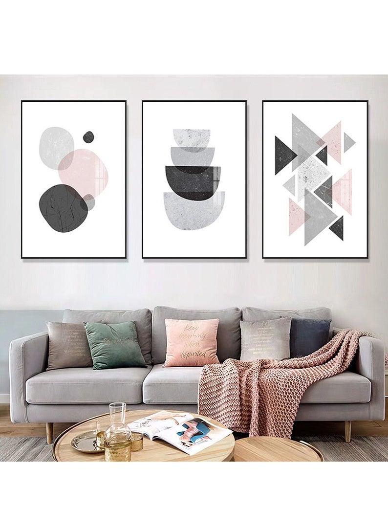 FASHION HOME 3PCS Wall Art Bright Style Minimalist Decor Modern Abstract Canvas Prints Poster Picture Framed Paintings Decorations  - Image 3