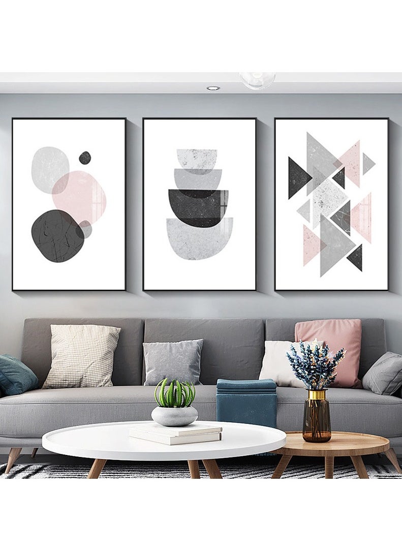 FASHION HOME 3PCS Wall Art Bright Style Minimalist Decor Modern Abstract Canvas Prints Poster Picture Framed Paintings Decorations  - Image 4