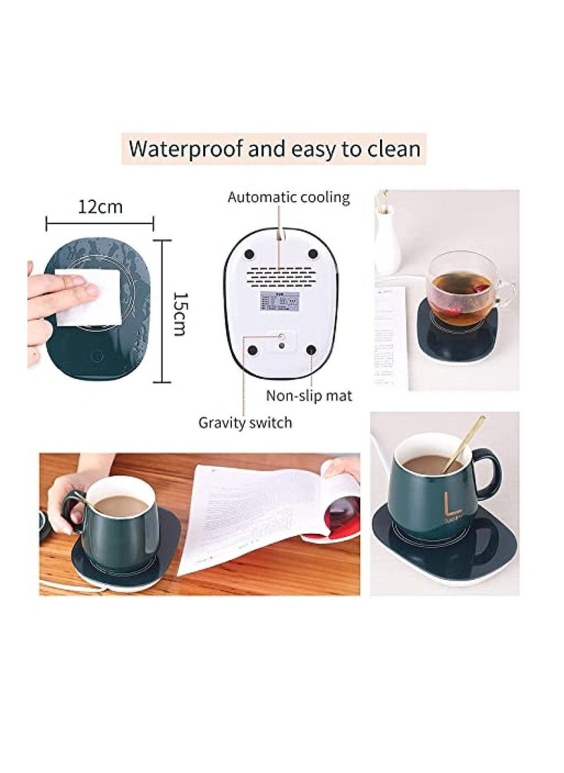 Lucky Ceramic Cup with Heating Pad 55°C Temperature Low Power Saving Heat with spoon Ceramic Coffee Mug  (300 ml)  - Image 5