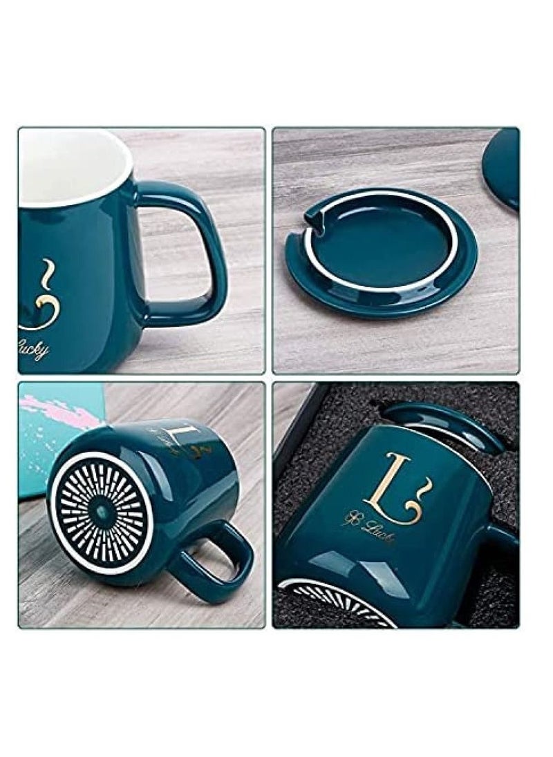 Lucky Ceramic Cup with Heating Pad 55°C Temperature Low Power Saving Heat with spoon Ceramic Coffee Mug  (300 ml)  - Image 3