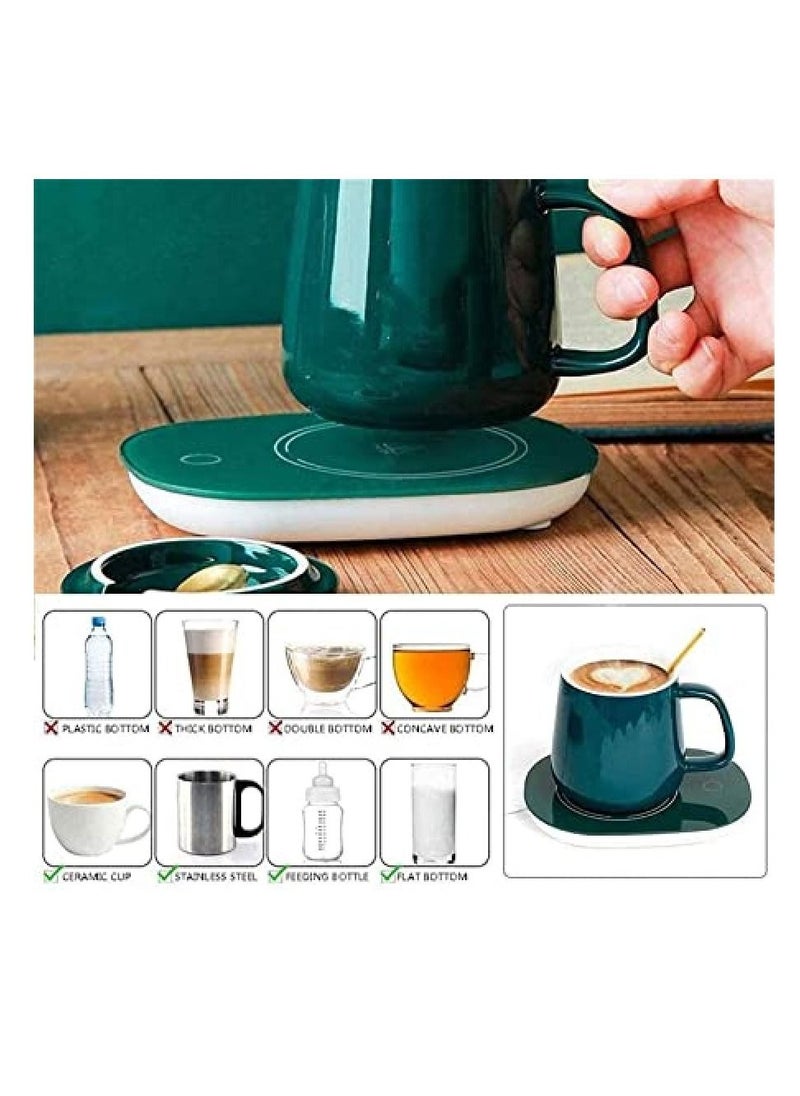 Lucky Ceramic Cup with Heating Pad 55°C Temperature Low Power Saving Heat with spoon Ceramic Coffee Mug  (300 ml)  - Image 4