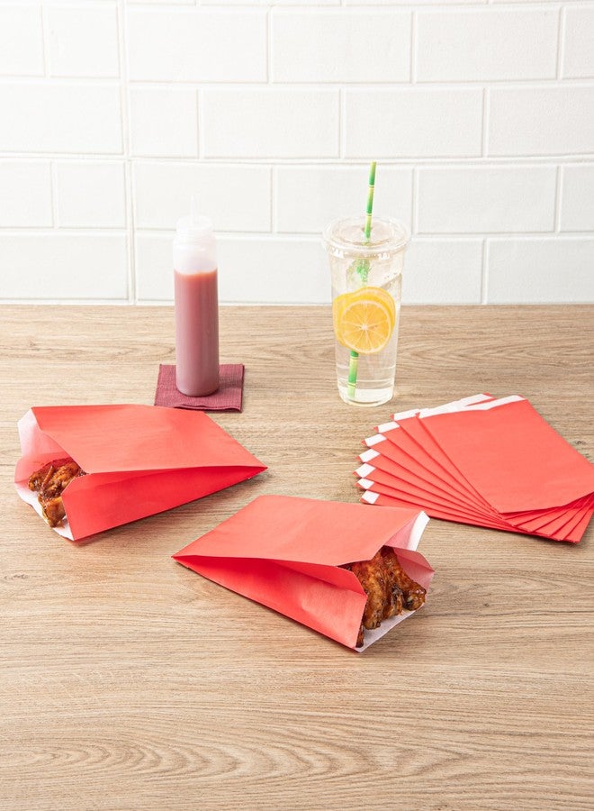 Restaurantware Bag Tek 4.9 x 3 x 8.7 Inch Paper Bags For Snacks 100 Durable French Fry Bags - Disposable Greaseproof Paper Red Snack Bags For Popcorn Cookies Or Fries - Image 3