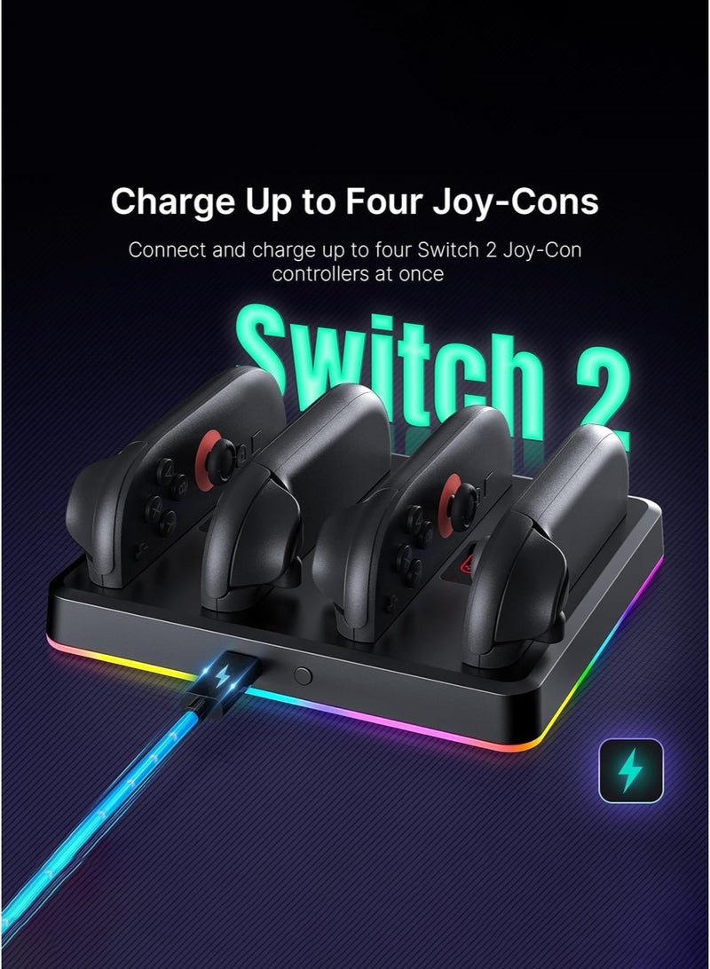 DOBE Controller Charger Dock Compatible with Nintendo Switch 2, LED Indicator, Wall Mount Type-C Port, Fast Charging Station Compact Neat Design, Must Have Switch 2 Accessories - Image 2
