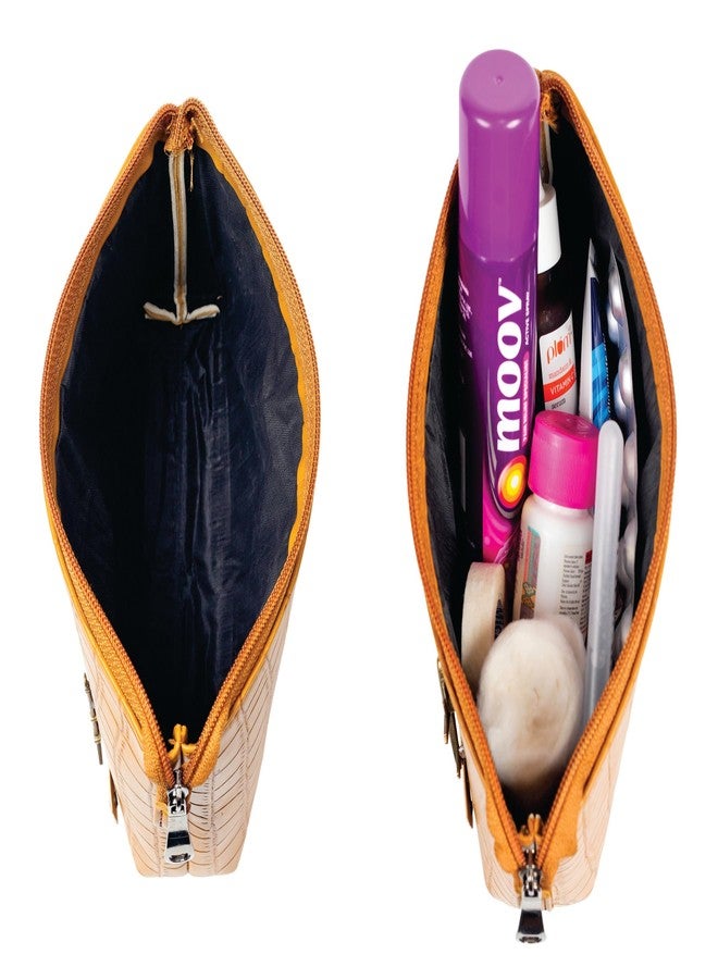 Aica Personalized Name & Charm Toiletry Pouch for Men & Women � TanBrown | Multi Purpose Cosmetic Makeup Shaving Kit Medical Pouch Bag for Men Women - Image 4