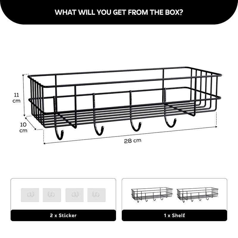 MIORAH Bathroom Organizer | self Adhesive Bathroom Shelf & Rack for Modern Space Saving Storage (Pack of 2) - Image 2