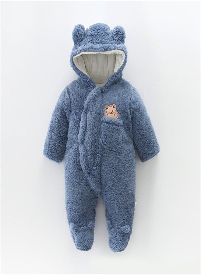Loquat Squality Baby Thick Hooded Jumpsuit Blue  - Image 1
