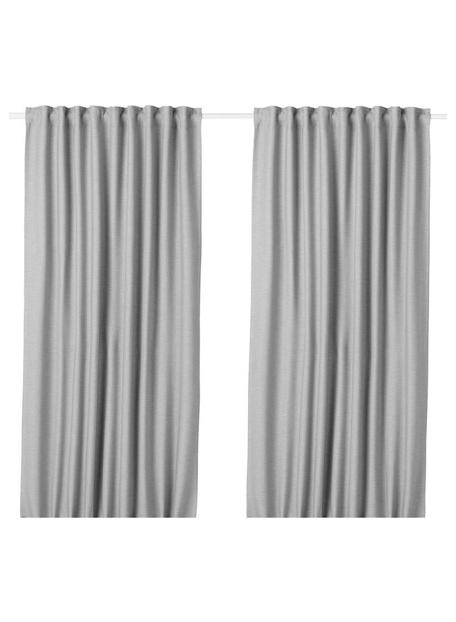 erorex Room darkening curtains, 1 pair, with heading tape/grey, 145x300 cm - Image 1