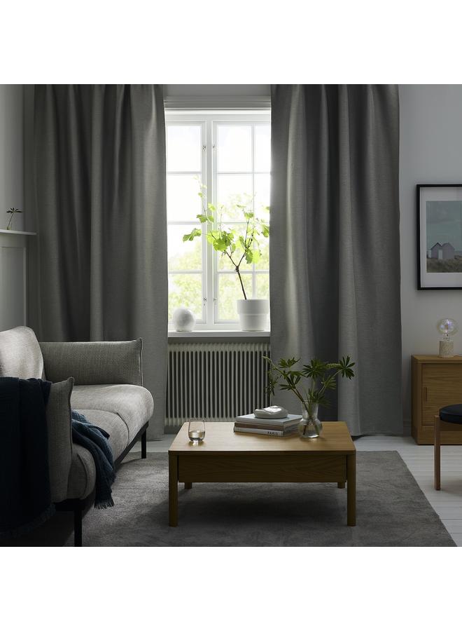 erorex Room darkening curtains, 1 pair, with heading tape/grey, 145x300 cm - Image 3