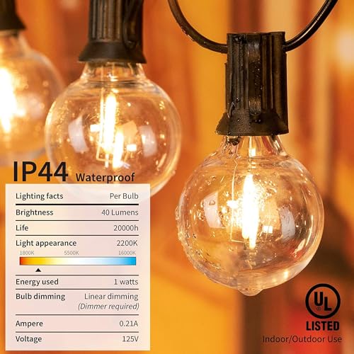 XERGY Outdoor String Lights 50 Feet G40 Globe LED Lights with 52 Edison LED Break Proof Bulbs + 2 Extra, Light for Backyard Terrace Garden Balcony Party Decor Diwali Lights for Home Decoration - Image 5