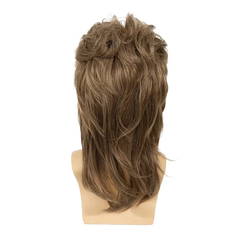 Baruisi Mens Mullet Wig 70s 80s Halloween Cosplay Costume Wigs for Fancy Dress,Light Brown - Image 4