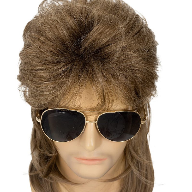 Baruisi Mens Mullet Wig 70s 80s Halloween Cosplay Costume Wigs for Fancy Dress,Light Brown - Image 5