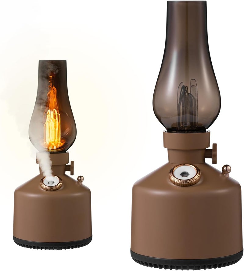 nafas Retro Lamp Humidifier for Bedroom Portable Aroma Diffuser Oil Diffuser Aromatherapy Function Rechargeable for Home with Table Lamp Dimmable Brightness，2 Speed Spray Waterless Auto Off (Brown) - Image 1