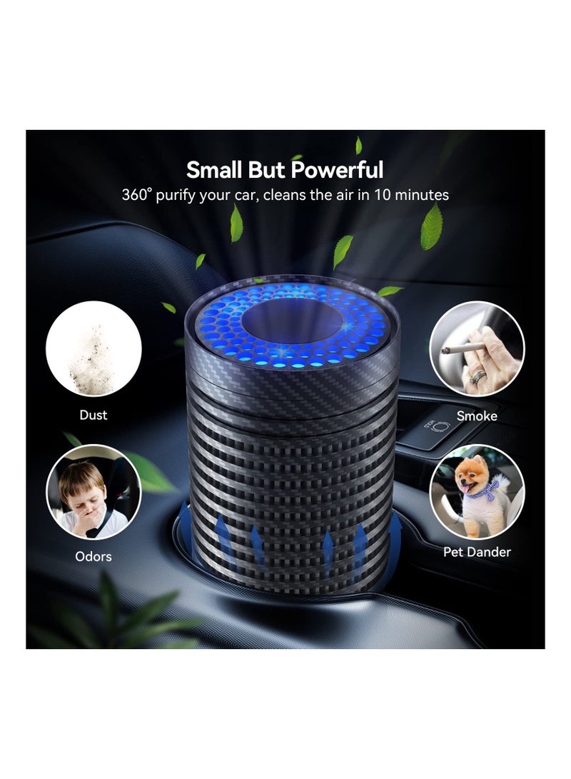 SYOSI Mini Car Air Purifier, with True HEPA Filter, Eliminates Odor, Small Air Purifier for Traveling, Home, Office Use (Black) - Image 3