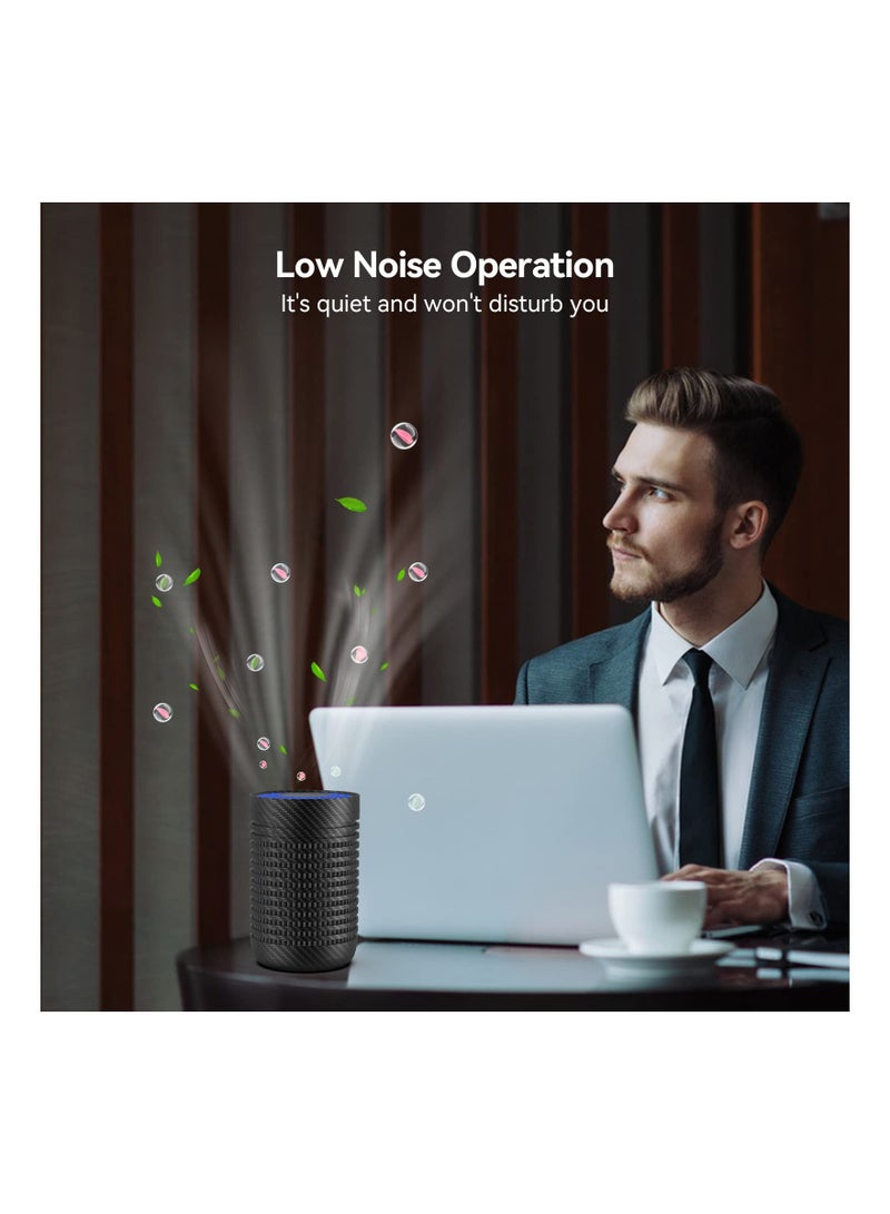 SYOSI Mini Car Air Purifier, with True HEPA Filter, Eliminates Odor, Small Air Purifier for Traveling, Home, Office Use (Black) - Image 4