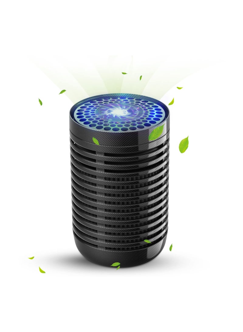 SYOSI Mini Car Air Purifier, with True HEPA Filter, Eliminates Odor, Small Air Purifier for Traveling, Home, Office Use (Black) - Image 1