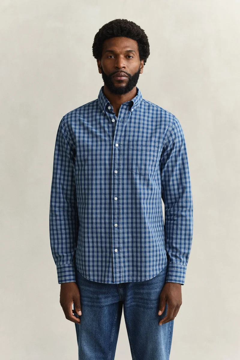 GANT  Regular Indigo Check Shirt for Men | Best Price UAE