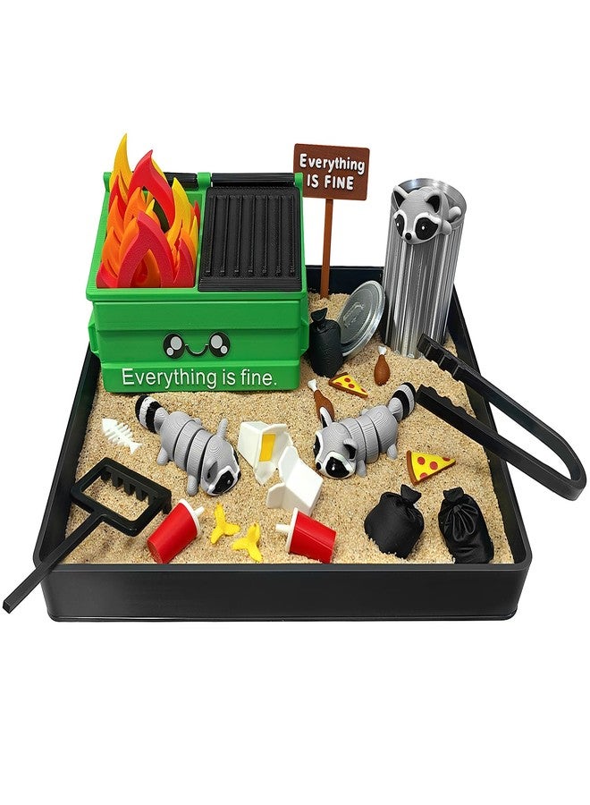 HouseBegan Dumpster Fire Zen Garden for Desk, Funny Mini Desktop Zen Sand Garden Kit, Funny Office Desk Accessory Stress Relief Gifts for Coworkers, Bosses, Friends, Birthday - Image 1