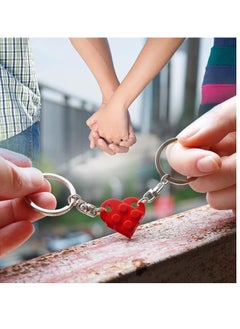 OUYoo OUyoo Matching Couple Heart Keychains & Necklace Set for Boyfriend Girlfriend Valentine's Day Gifts Stuff Him Friends Set Compatible with Lego Gift  - Image 4
