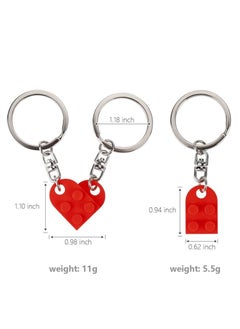 OUYoo OUyoo Matching Couple Heart Keychains & Necklace Set for Boyfriend Girlfriend Valentine's Day Gifts Stuff Him Friends Set Compatible with Lego Gift  - Image 3