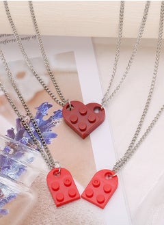 OUYoo OUyoo Matching Couple Heart Keychains & Necklace Set for Boyfriend Girlfriend Valentine's Day Gifts Stuff Him Friends Set Compatible with Lego Gift  - Image 2