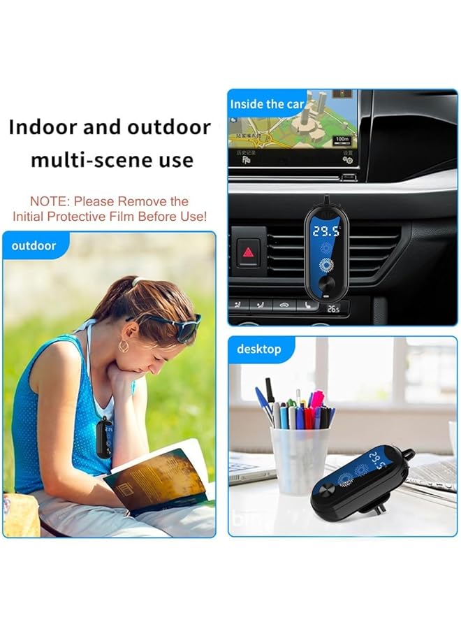 erorex Wearable Air Purifier Necklace With Led Screen Portable Personal Ionizer And Digital Thermometer Car Freshener With Aromatherapy Tablet For Travel All In 1 Mini Car Air Purifier And Freshener  - Image 2