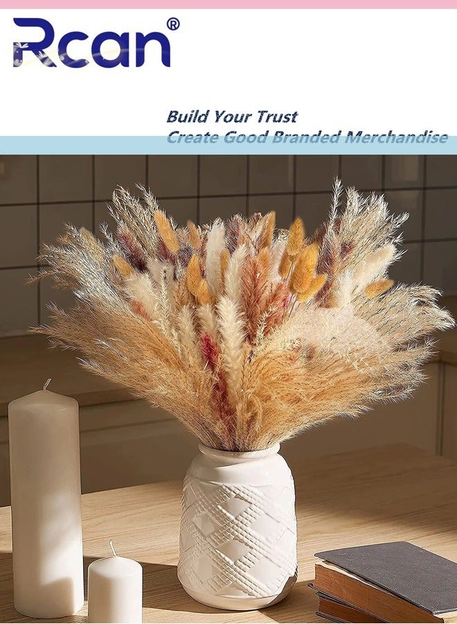 Rcan Natural Dried Pampas Grass Bouquet 100 Pcs Dried Reed Flowers Boho Home Decor Fluffy Stem Bouquet for Home Table Decorations Wedding Floral Arrangements - Image 5
